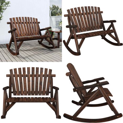 Panca Dondolo Giardino 2Posti 123x96x102cm Massello Abete Rosso - Panca a dondolo in legno - Panca Adirondack