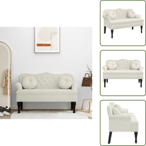 Panca elegante - vidaXL Panca con Cuscini Crema 120,5x65x75 cm in Velluto - Panca per salotto