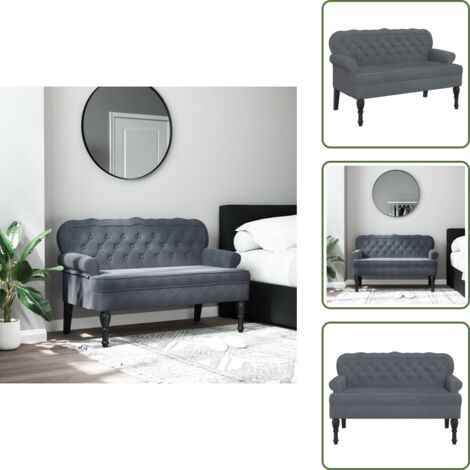 Panca elegante - vidaXL Panca con Schienale Grigio Scuro 119,5x64,5x75 cm in Velluto - Panca per salotto
