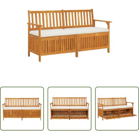Panca esterna -  Cassapanca con Cuscino 148 cm in Legno Massello di Acacia