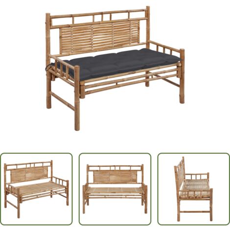 Panca esterna -  Panca da Giardino con Cuscino 120 cm in Bambù