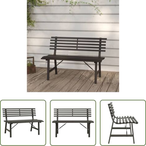 Panca esterna -  Panchina da Giardino 110 cm in Acciaio Nera