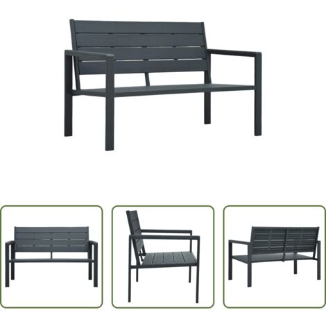 Panca esterna -  Panchina da Giardino 120 cm in HDPE Grigia con Aspetto Legno
