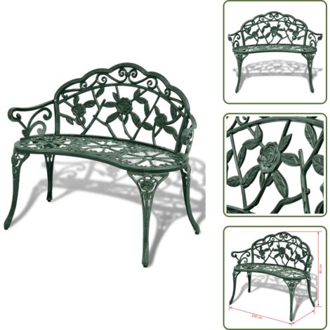 Panca esterna - vidaXL Panchina da Giardino 100 cm in Alluminio Pressofuso Verde - Panca per giardino