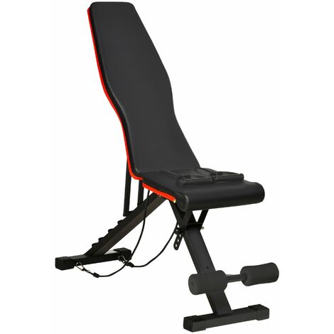 Panca Fitness Per Addominali Inclinata Multifunzione Con Elastici Nera
