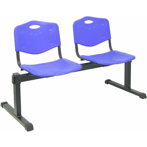 Panca Frassino 2 posti a sedere con sedile in plastica iniettata blu