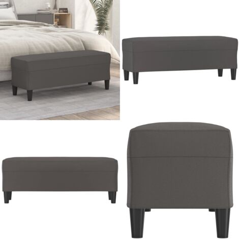 Panca Grigia 100x35x41 cm in Similpelle - Panca da ingresso - Panca per letto
