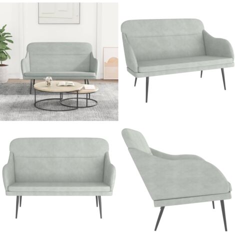 Panca Grigio Chiaro 110x76x80 cm in Velluto - Seduta in velluto - Panca grigia
