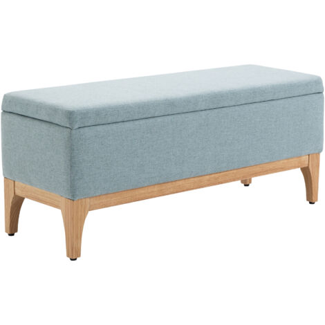 Panca Imbottita Contenitore in Tessuto con Design Scandinavo, 110x39x45Acm - Azzurro