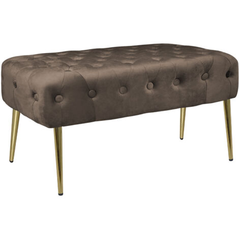 Panca Imbottita Divanetto In Velluto Sgabello A Pie Di Letto Con Gambe In Metallo Dorato Panchina Ingresso Legno Massello Pouf Testa di moro