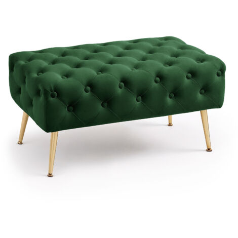 Panca imbottita in velluto trapuntato 80 cm MADRID Verde Bottiglia