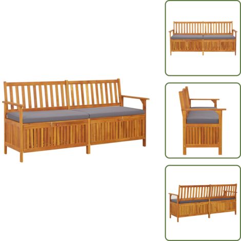 Panca in acacia - vidaXL Cassapanca con Cuscino 170 cm in Legno Massello di Acacia - Panca con cuscino