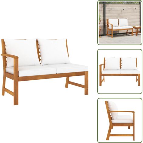 Panca in acacia - vidaXL Panca da Giardino 114,5 cm con Cuscino Crema in Legno di Acacia - Cuscino da giardino