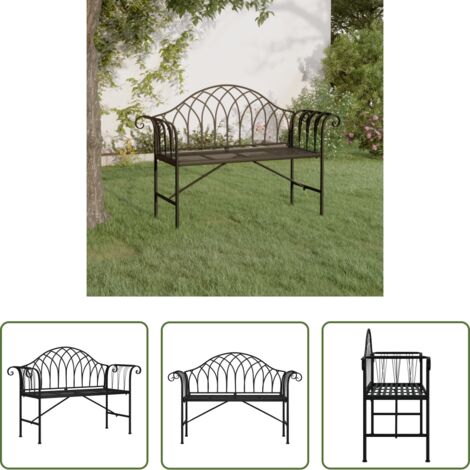 Panca in acciaio - Panca da Giardino a 2 Posti 128 cm Nera in Acciaio