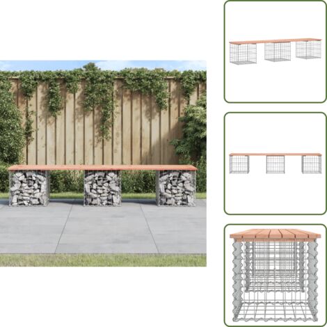 Panca in acciaio - vidaXL Panca da Giardino Design Gabbione 203x44x42 cm Massello Douglas - Panca da parco