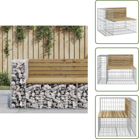 Panca in acciaio zincato - vidaXL Panca da Giardino Design Gabbione 92x71x65,5 cm Pino Impregnato - Panca da parco