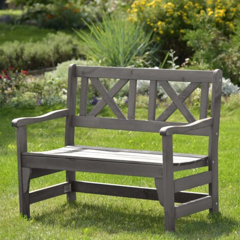 Panca in legno da esterno Pieghevole Modello MALMO Verniciata Grigia - Dimensioni 109 x 61 x 43/88 h. cm