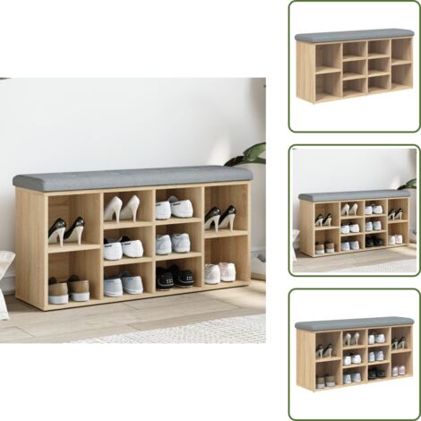 Panca in legno multistrato - vidaXL Panca Porta Scarpe Rovere Sonoma 102x32x50 cm Legno Multistrato - Panca con cuscino