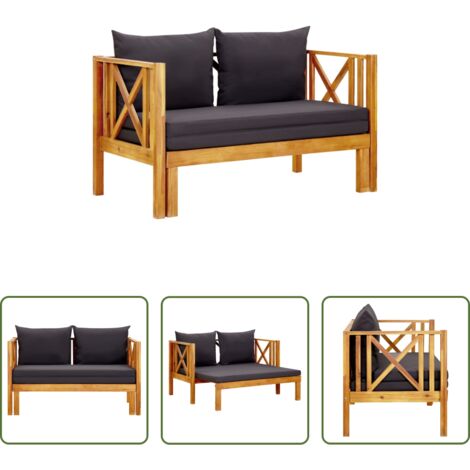 Panca in legno - Panca da Giardino 2 Posti con Cuscini 122cm Massello di Acacia