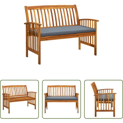Panca in legno -  Panchina da Giardino con Cuscino 119 cm Legno Massello d'Acacia