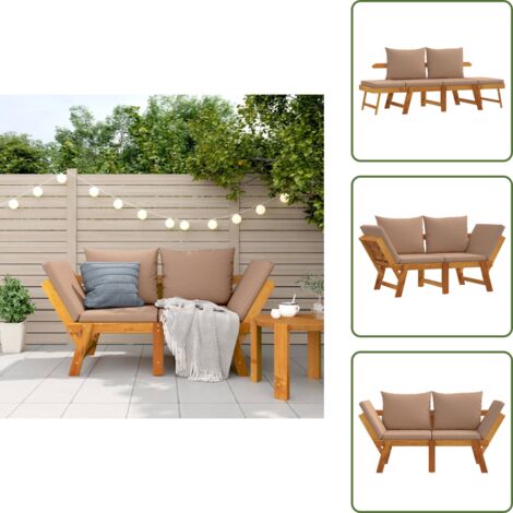Panca in legno - vidaXL Panca da Giardino con Cuscini 2-in-1 in Legno di Acacia - Cuscino per panca