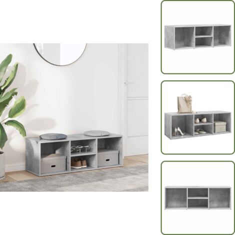 Panca in legno - vidaXL Panca Porta Scarpe Grigio Cemento 105x35x35cm Legno Multistrato - Armadio per scarpe in legno