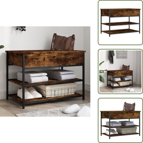 Panca in legno - vidaXL Panca Porta Scarpe Rovere Fumo 70x42,5x50 cm Legno Multistrato - Panca in metallo