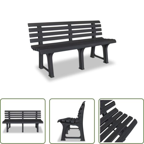 Panca in plastica -  Panchina da Giardino 145,5 cm in Plastica Antracite