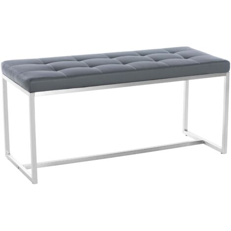 Panca in PVC grigio con seduta imbottita e acciaio inox 100 cm 100005504