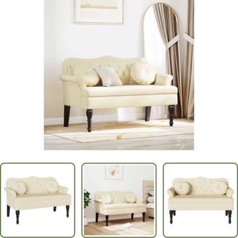 Panca in similpelle -  Panca Chesterfield Crema 120,5 x 65 x 75 cm Pelle Sintetica