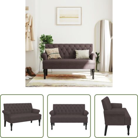 Panca in tessuto -  Panca con Schienale Marrone Scuro 120x62x75,5 cm in Tessuto
