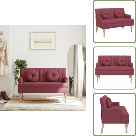 Panca in tessuto - vidaXL Panca con Cuscini Rosso Vino 113x64,5x75,5 cm in Tessuto - Panca rossa