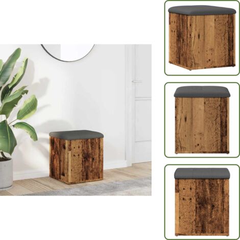 Panca in truciolato - vidaXL Panca Portaoggetti Legno Antico 42x42x45 cm Legno Multistrato - Panca con cuscino