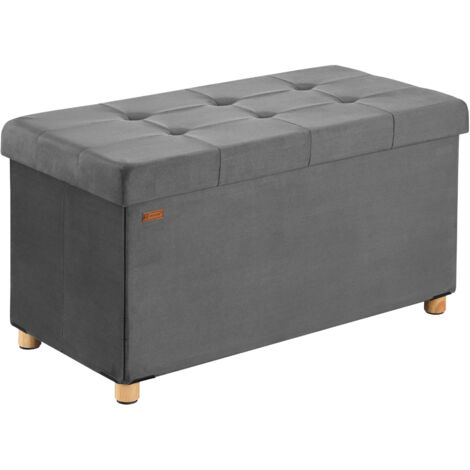 Panca in velluto antracite 76x38x42cm pieghevole con spazio di