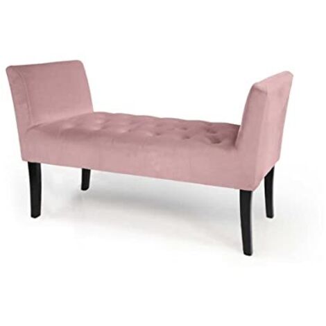 Panca in velluto rosa gambe in legno retro