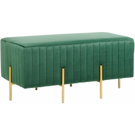 Panca in velluto verde con gambe in metallo dorate Dayton