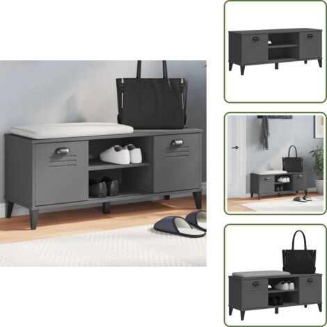Panca industriale - vidaXL Panca Portascarpe VIKEN Antracite 106x35x45cm Legno Multistrato - Armadio porta scarpe