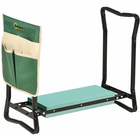 Panca Inginocchiatoio da Giardino Pieghevole 2 in 1  Verde e Nero