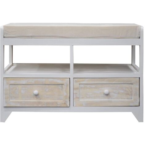 PANCA LEGNO CON CASSETTI E CUSCINO CM70X40X48