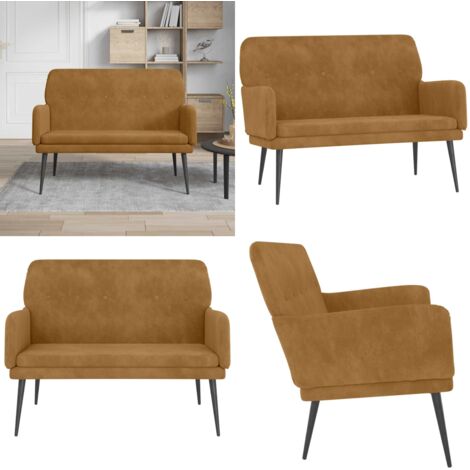 Panca Marrone 108x79x79 cm in Velluto - Seduta in velluto - Panca marrone