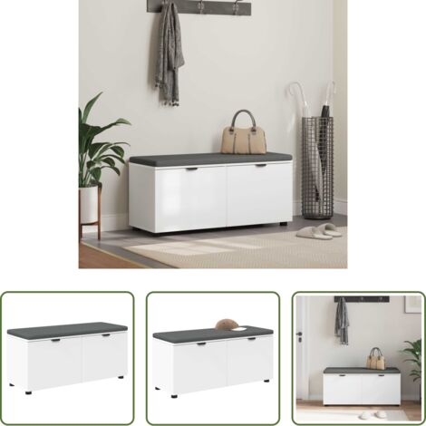 Panca moderna -  Panca per ingresso con cuscino Bianco 100 x 38 x 46 cm