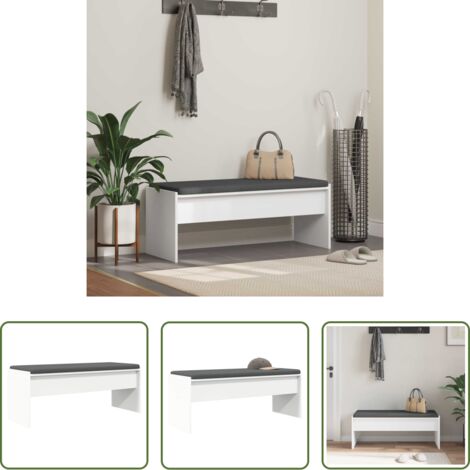 Panca moderna -  Panca per ingresso con cuscino Bianco 103 x 38 x 40 cm