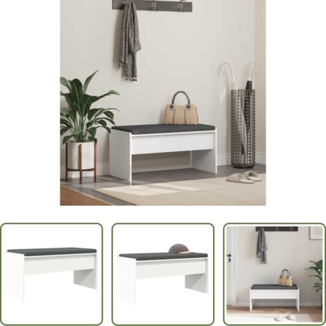 Panca moderna -  Panca per ingresso con cuscino Bianco 80 x 38 x 46 cm