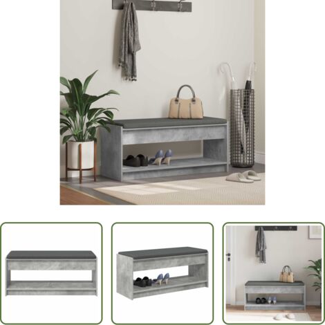 Panca moderna -  Panca per ingresso con cuscino Grigio Cemento 103 x 38 x 45 cm
