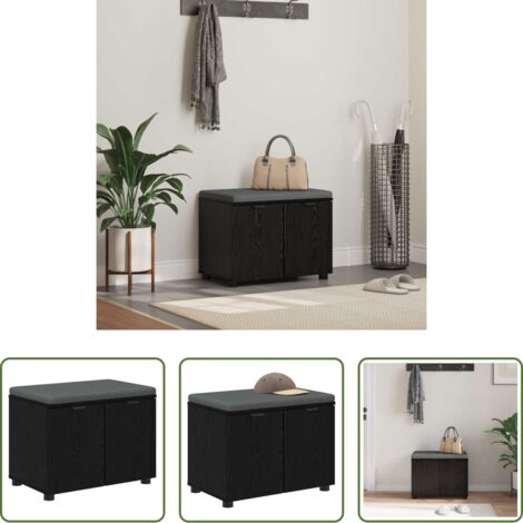 Panca moderna -  Panca per ingresso con cuscino Rovere Nero 60 x 38 x 46 cm