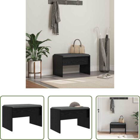 Panca moderna -  Panca per ingresso con cuscino Rovere Nero 63 x 38 x 40 cm
