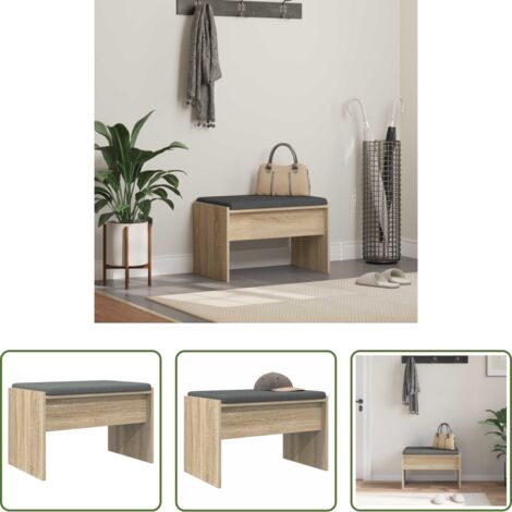 Panca moderna -  Panca per ingresso con cuscino Rovere Sonoma 63 x 38 x 40 cm