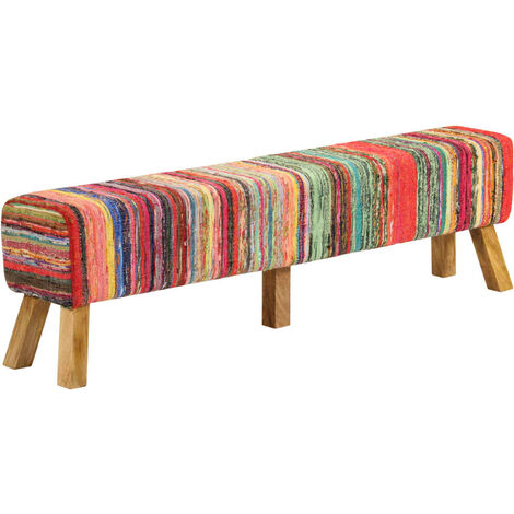 Panca Multicolore 160 cm Tessuto Chindi e Legno Massello Mango vidaXL