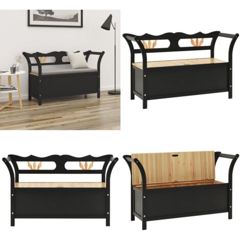 Panca Nera 107x45x75,5 cm Legno Massello di Abete - Panca in legno - Panca in abete