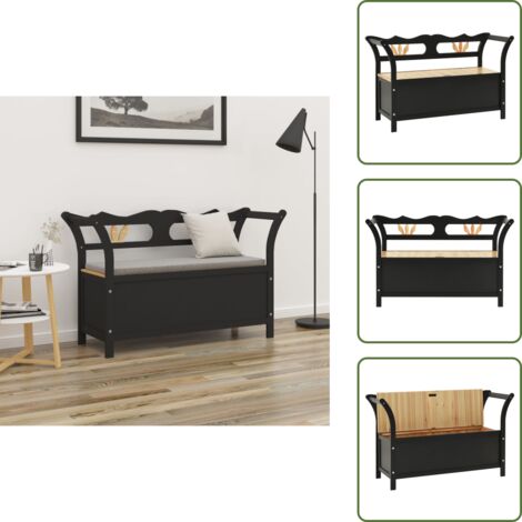 Panca nera - vidaXL Panca Nera 107x45x75,5 cm Legno Massello di Abete - Panca con spazio portaoggetti